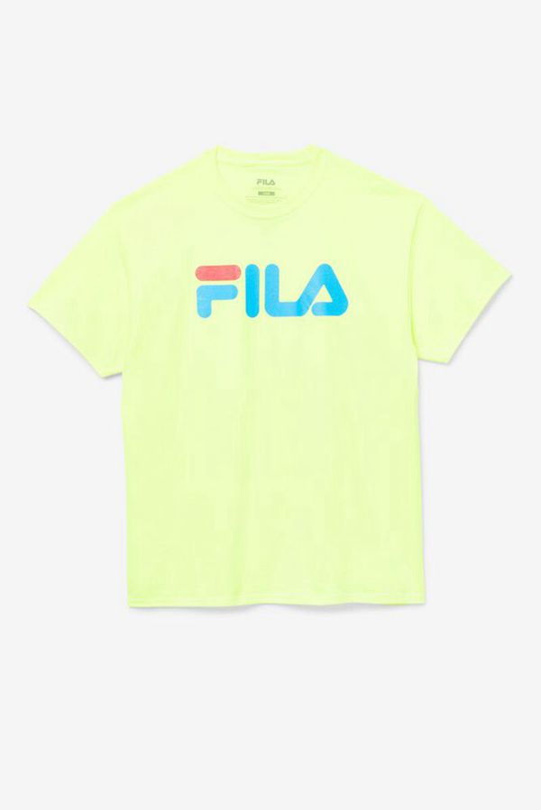 Fila Short Sleeve Logo Men's Tee - Yellow/Blue/Red,NZ 125-95317